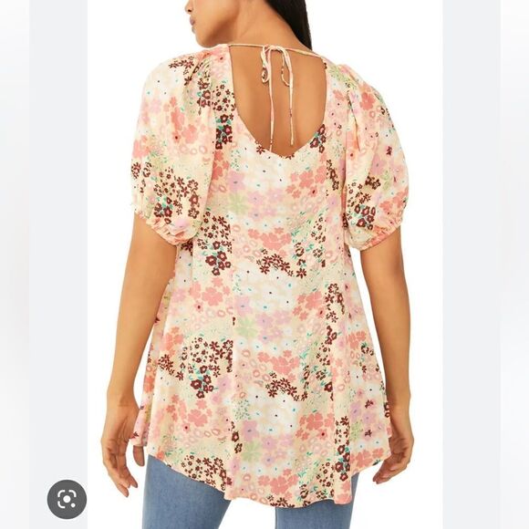 Free People Callie Floral Print Scoop Neck Short Sleeve Tunic Top .Size XS - Picture 6 of 16